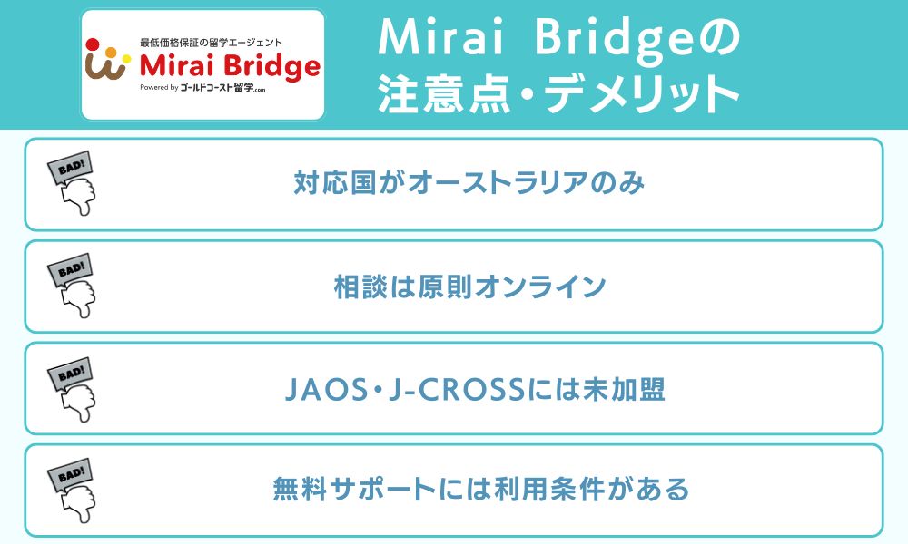 Mirai Bridgeの注意点・デメリット