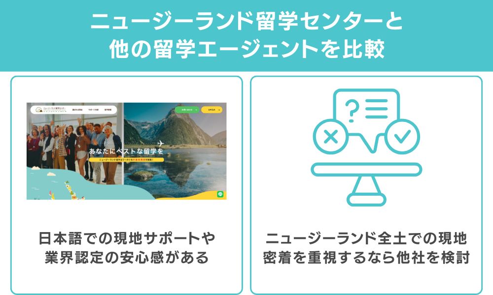 ニュージーランド留学センターと他社エージェントの比較