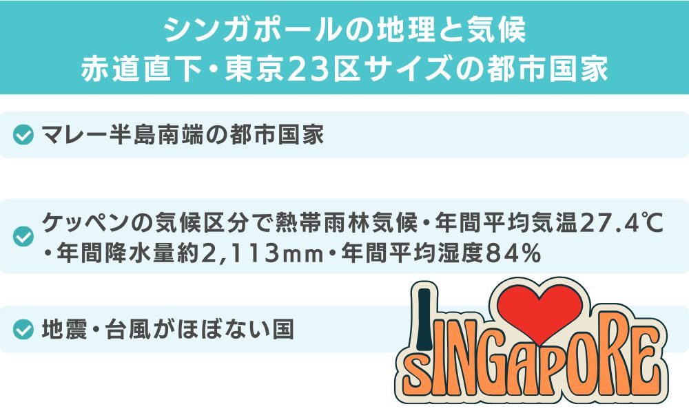 シンガポールの地理と気候|赤道直下・東京23区サイズの都市国家