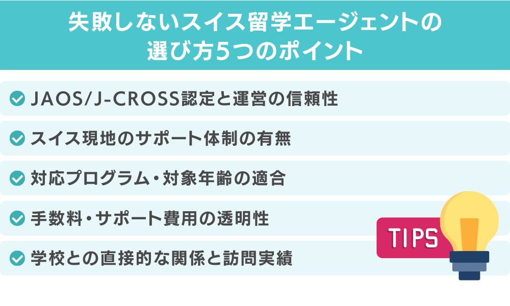 失敗しないスイス留学エージェントの選び方5つのポイント