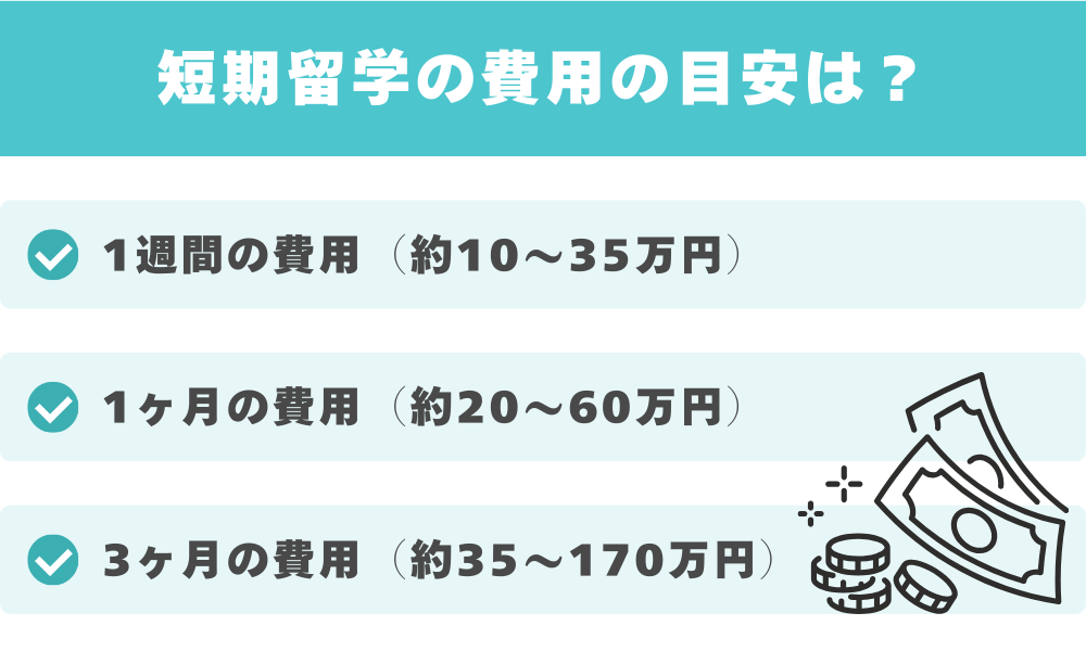 【結論】短期留学の費用は1週間10〜35万円・1ヶ月20〜60万円が目安