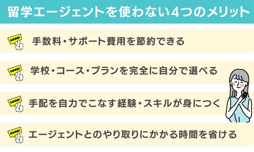 留学エージェントを使わない4つのメリット
