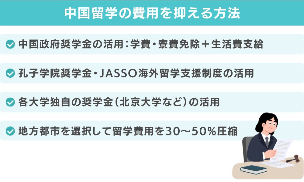 中国留学の費用を抑える方法｜奨学金と節約術
