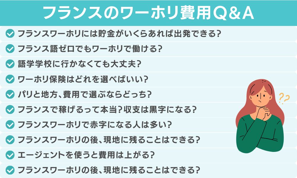 フランスワーホリの費用に関してよくある質問