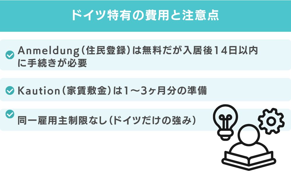 ドイツ特有の費用と注意点