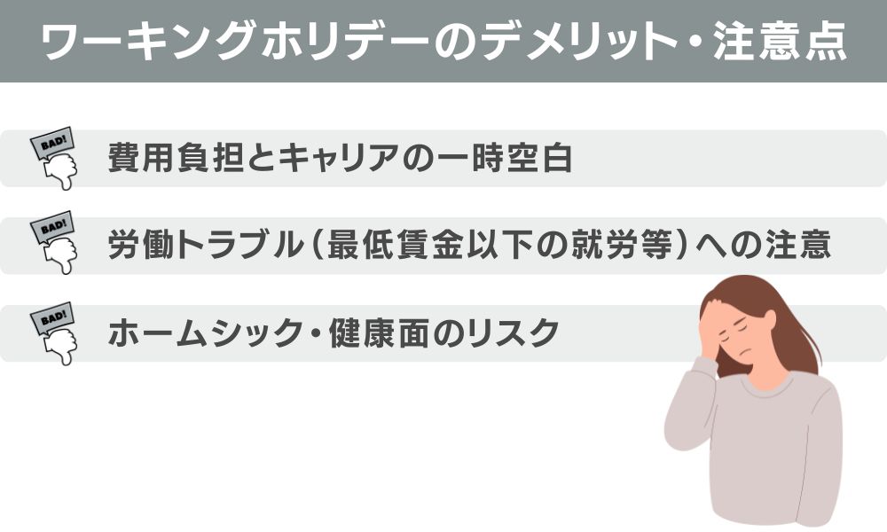 ワーキングホリデーのデメリット・注意点と対策