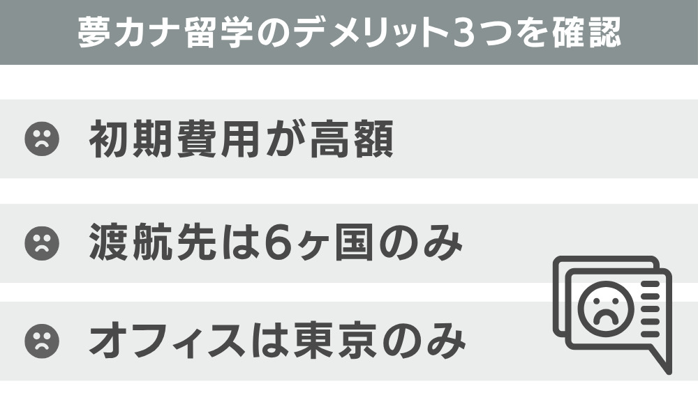 夢カナ留学のデメリット3つを確認